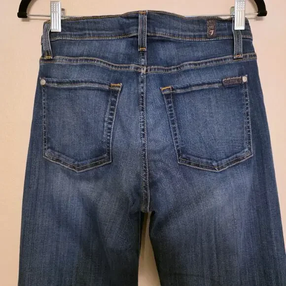 7 For All Mankind Dojo Tailorless Bootcut Wide Flare Leg Jeans Dark Wash 28 - Picture 5 of 10